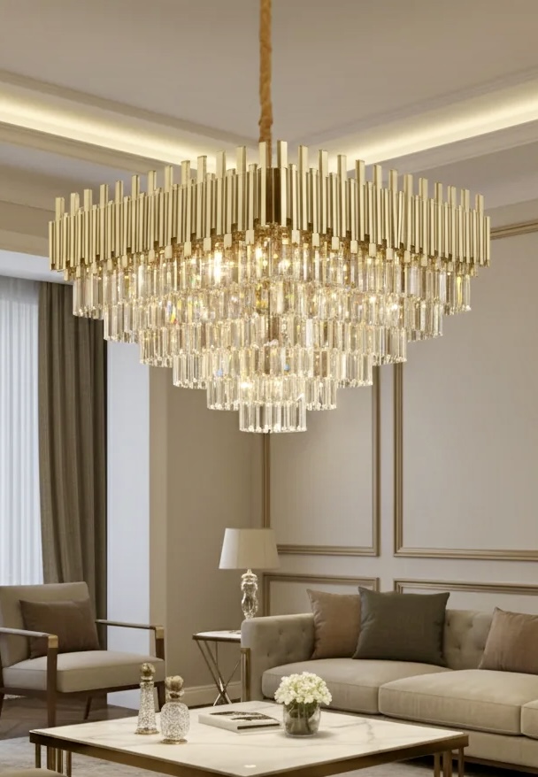 لوستر کریستالی بزرگ و کوچک