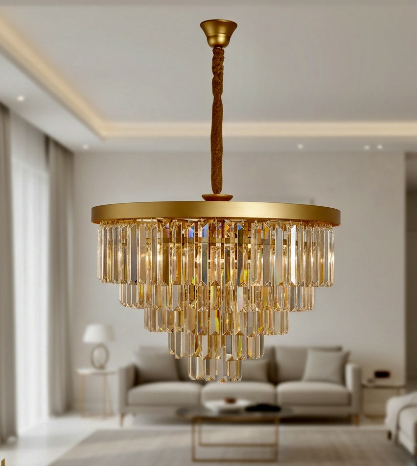 لوستر کریستالی طلایی