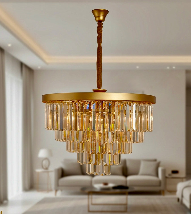 لوستر کریستالی طلایی