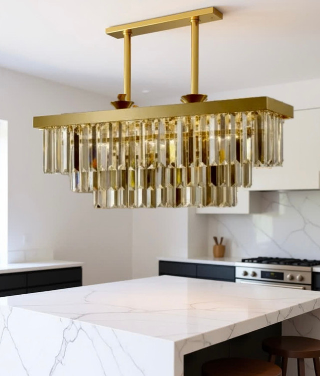 لوستر کریستالی رنگ طلایی